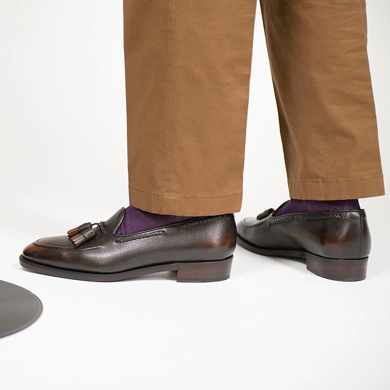 Precision In Style Gillespie Tassel Loafer - Ebony Handmade Patina