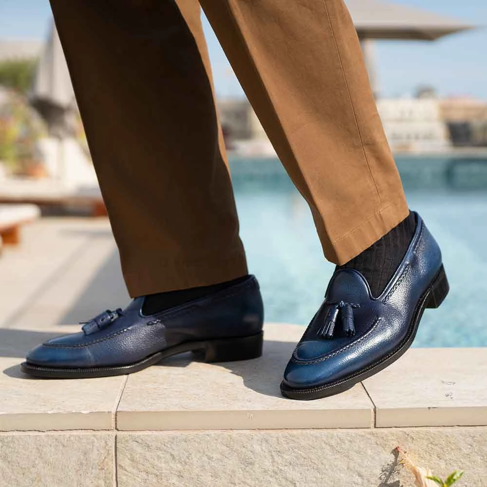 Gillespie Tassel Loafer - Marina Handmade Patina The New Essential Light Motion Gear