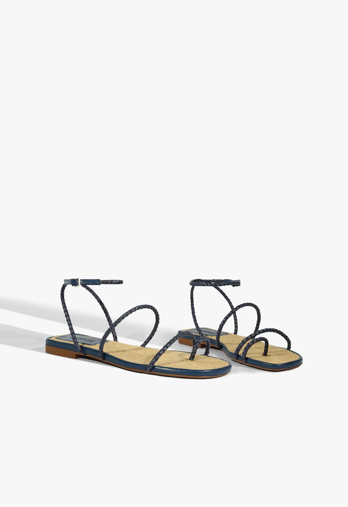 Kaya Blue Leather Flat Sandal Street Motion Crafted For Calm