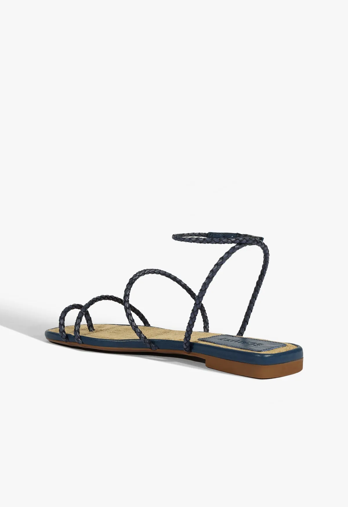 Kaya Blue Leather Flat Sandal Ease-Ready
