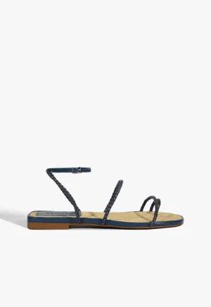 Kaya Blue Leather Flat Sandal Active Energy Streamlined Look