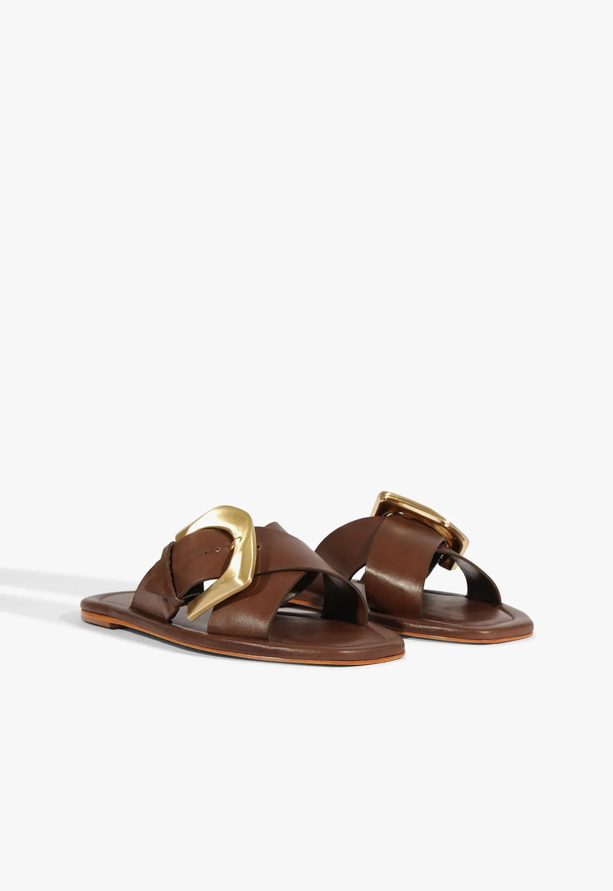 Curated Looks Street-Forward Lois Brown Leather Flat Sandal