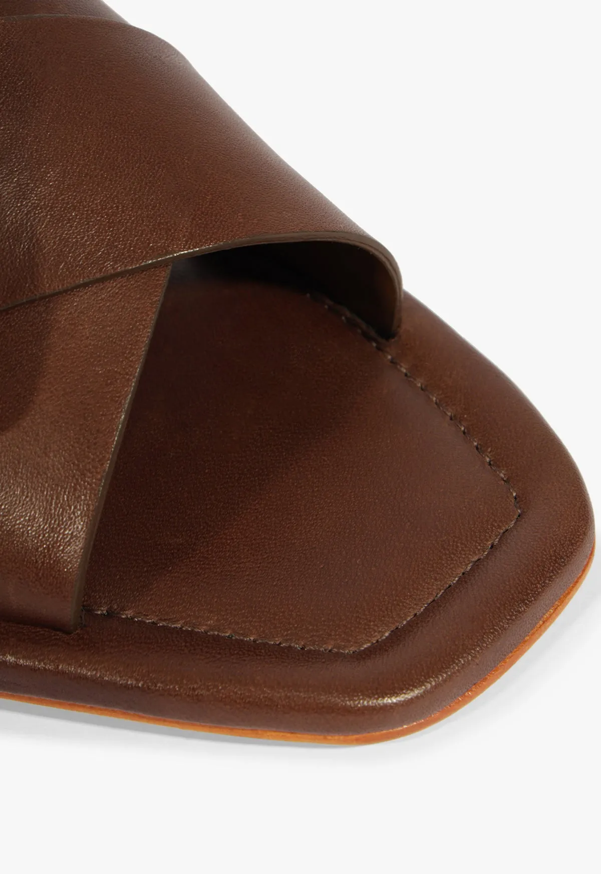 Lois Brown Leather Flat Sandal Quiet Fit Quiet Cool