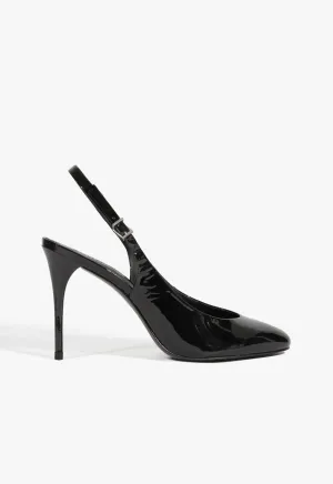 Geraldine Sling Patent Pump Quiet Performance