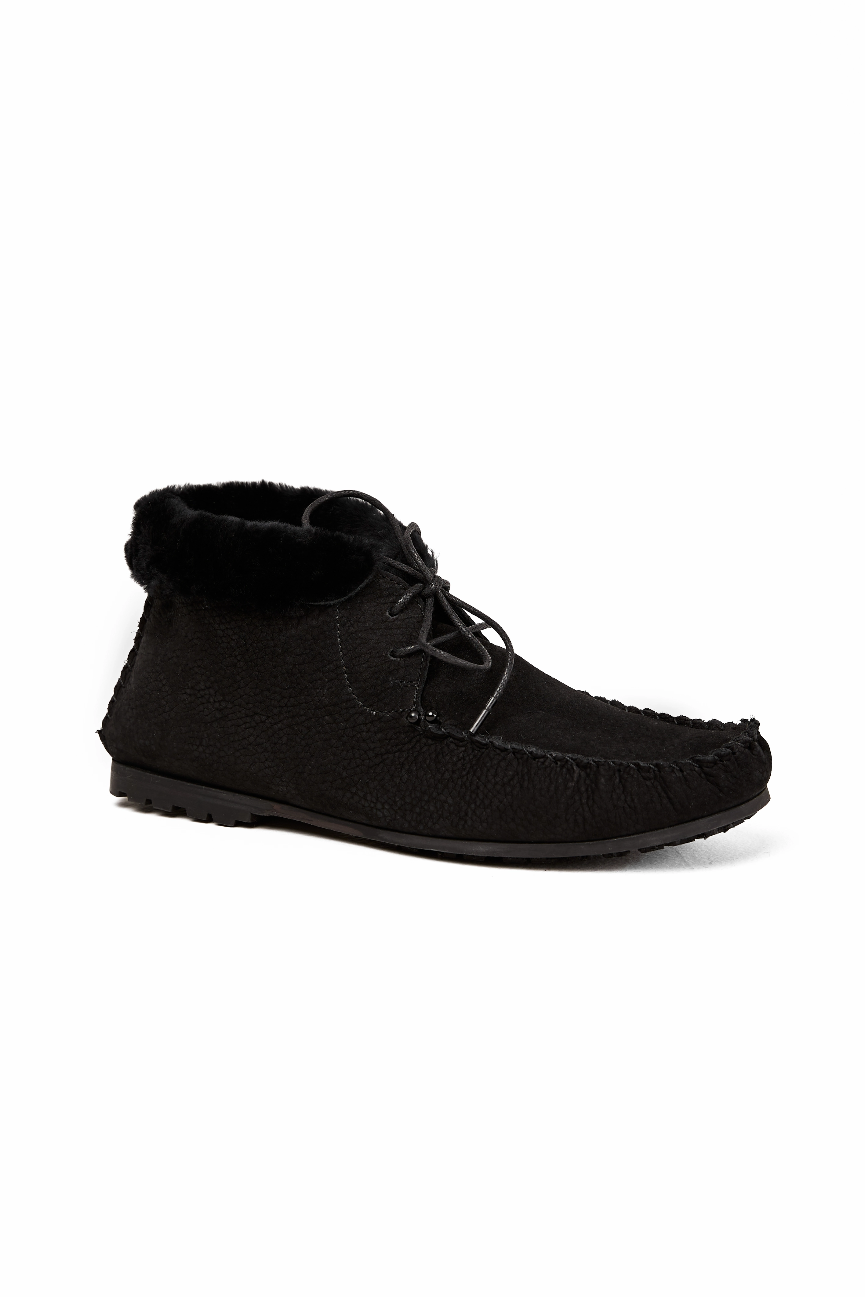 Leather Sheepskin Moccasin In Montone Nero Refined To Move Essentials, Redesigned