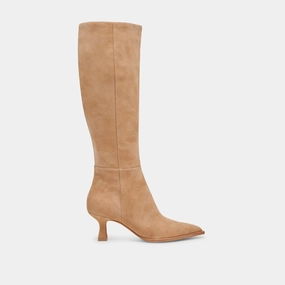 Auggie Wide Calf Boots Camel Suede Forward-Looking Fit Inspired By Rhythm