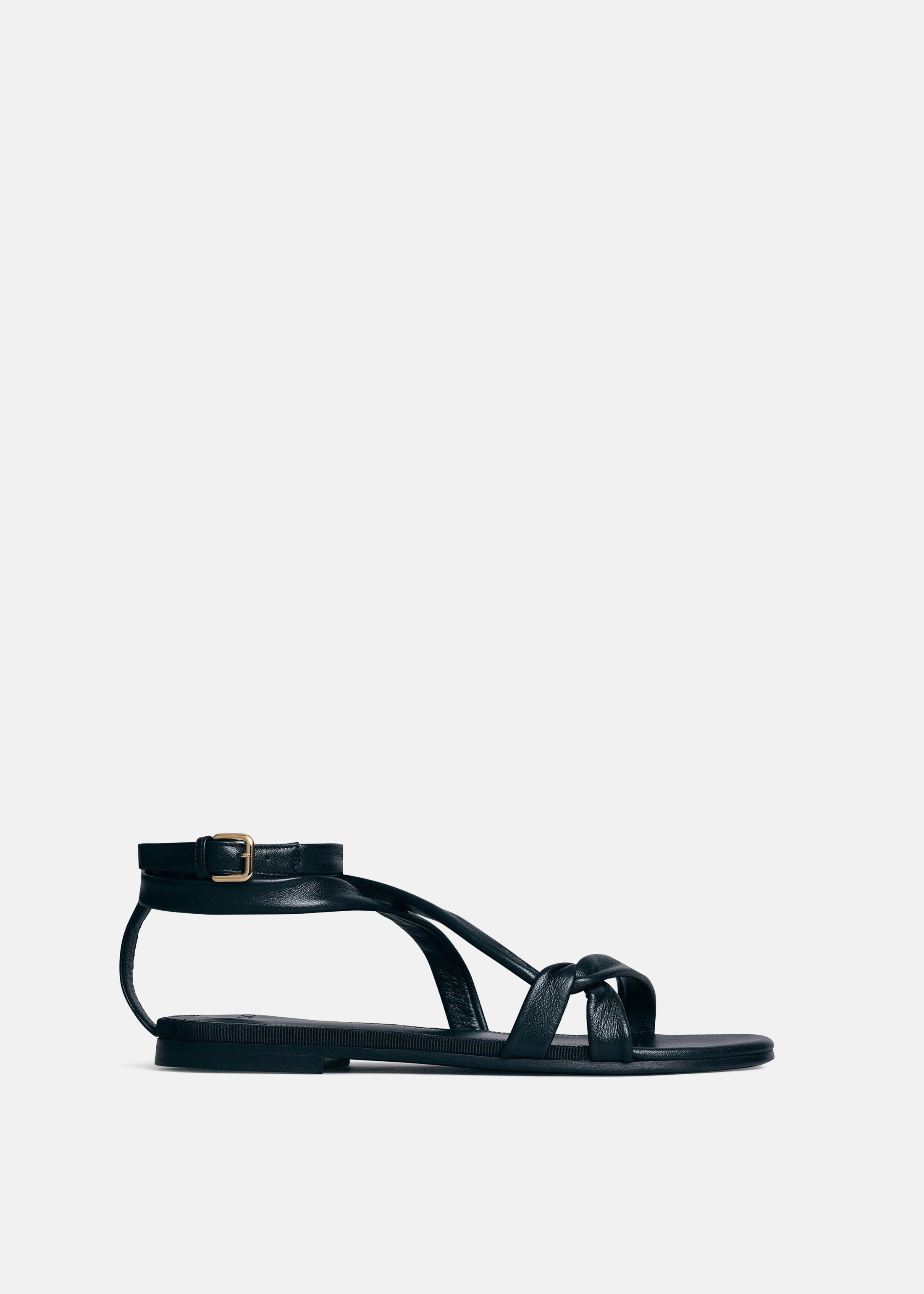 Ready For Change Asymmetric Leather Sandal In Black