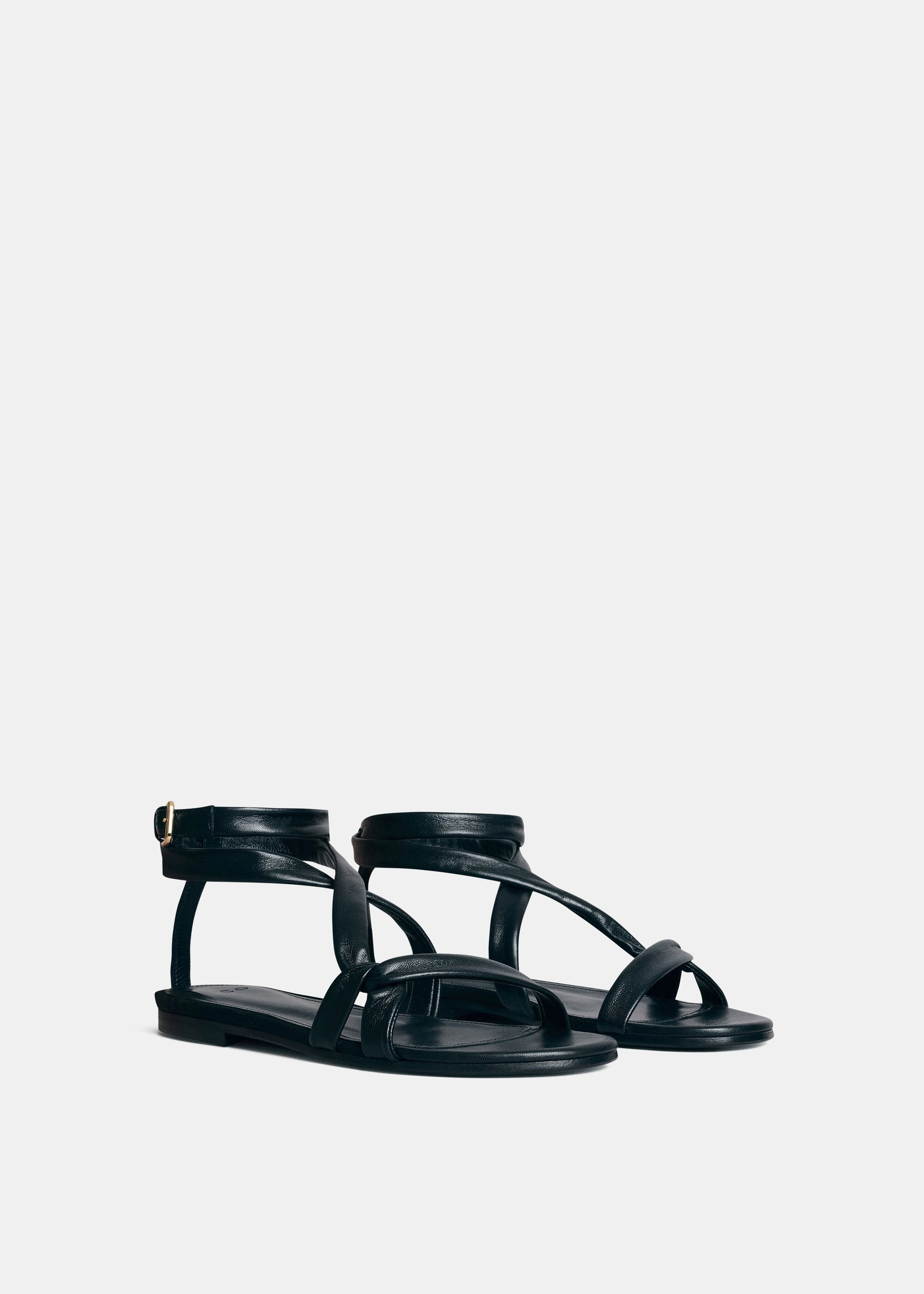 Cool Motion Design Under Control Asymmetric Leather Sandal In Black