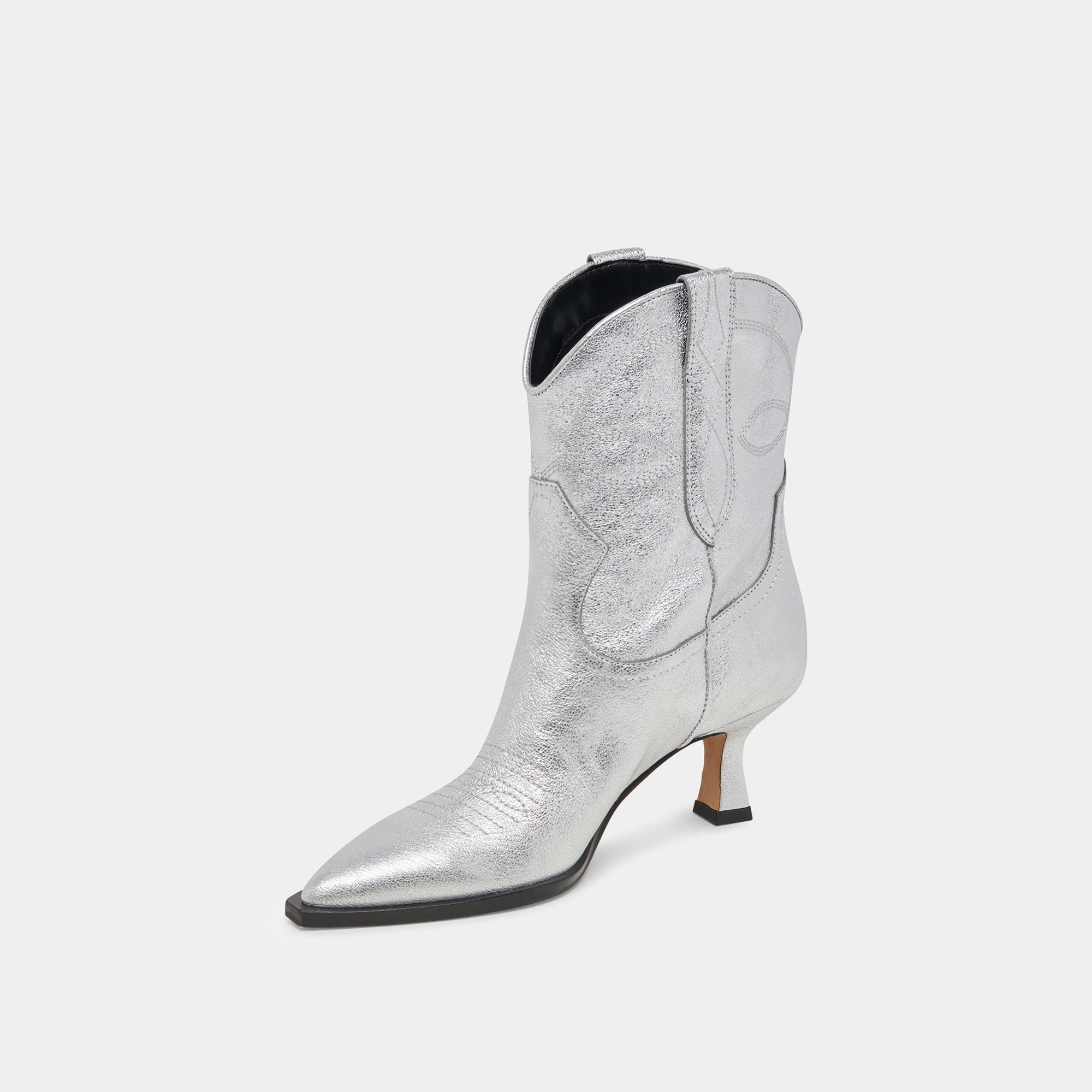 No-Fuss Fit Seamless City Angel Booties Silver Metallic Leather