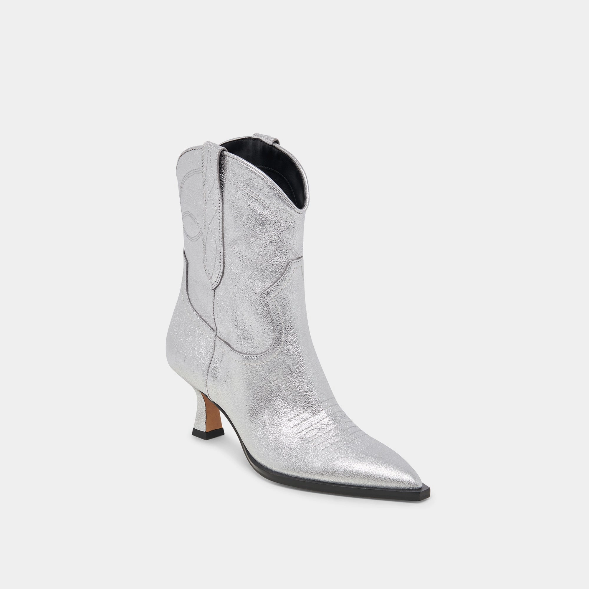 Angel Booties Silver Metallic Leather Sleek Presence