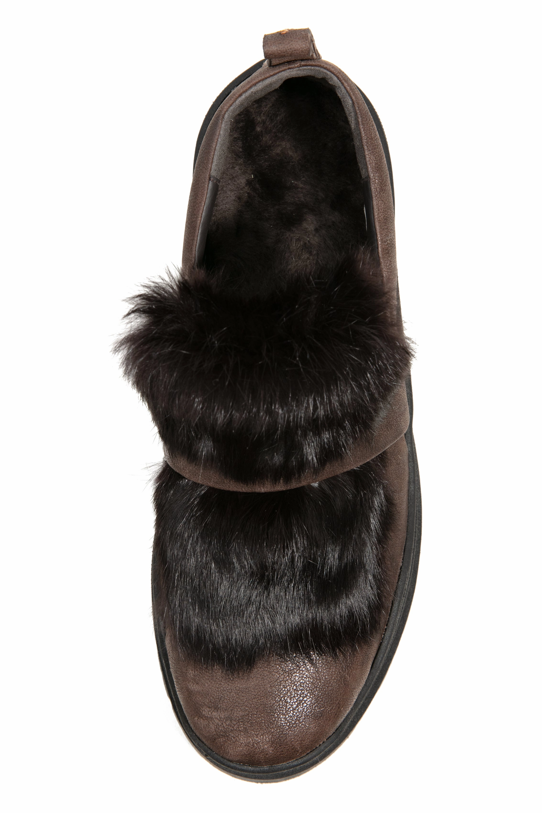 Grattato Leather Loafer With Fur In Moro Timeless Motionwear
