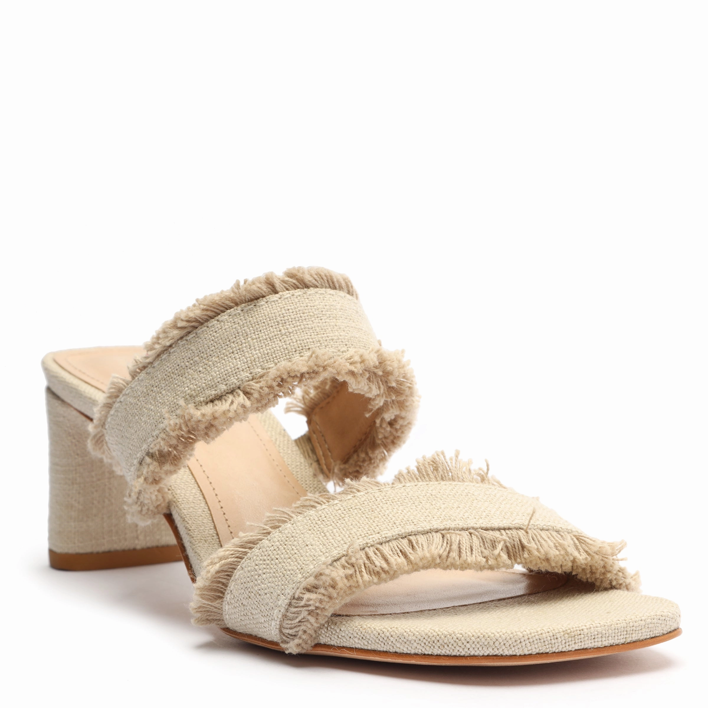 Layered Utility Amely Mid Block Linen Sandal