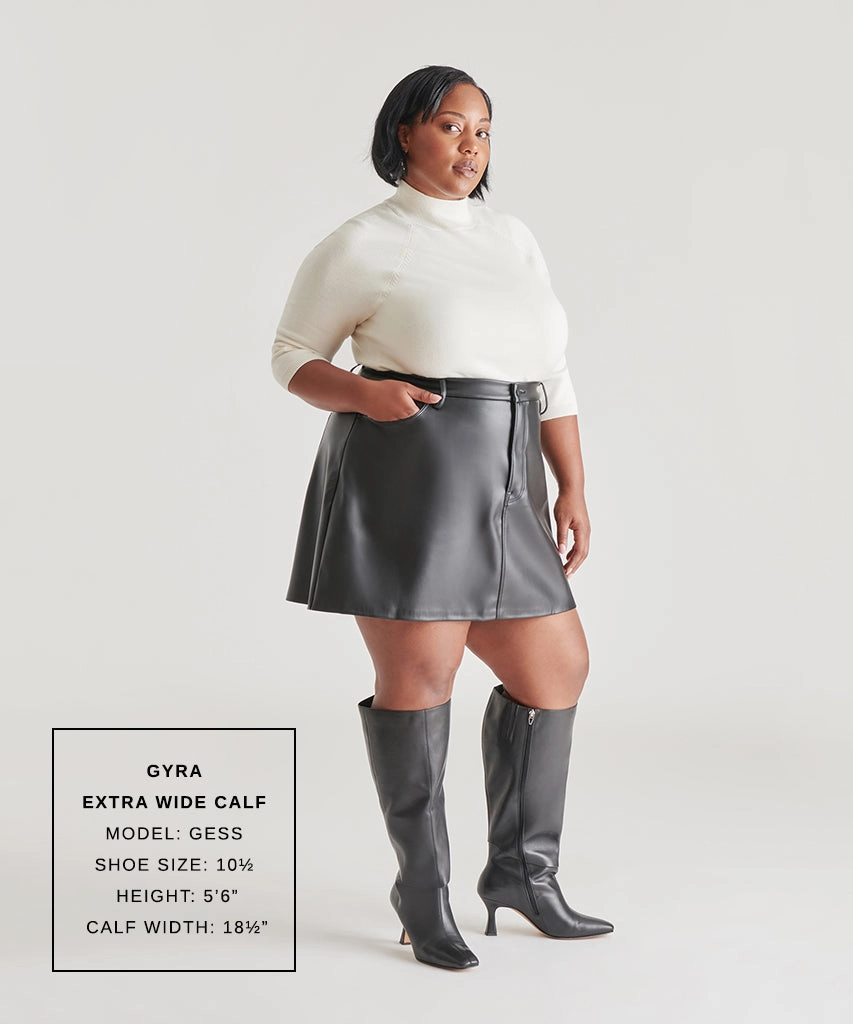 Gyra Extra Wide Calf Boots Black Leather Clean Energy City Ready