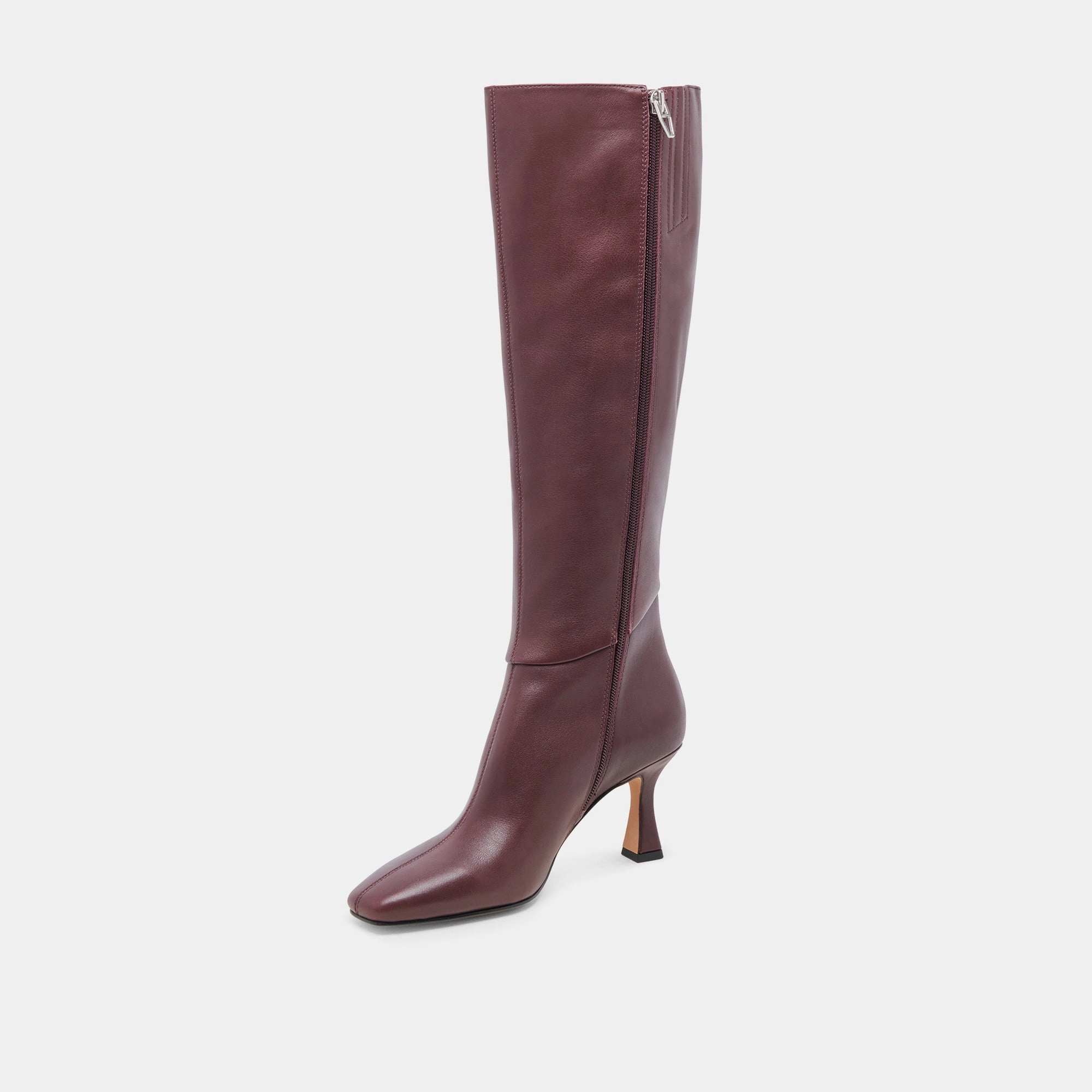 Gyra Wide Calf Boots Wine Leather Relaxed Motion