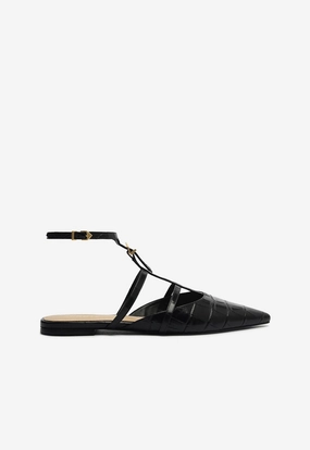 Crafted Clarity Hayden Ballet Crocodile-Embossed Leather Flat