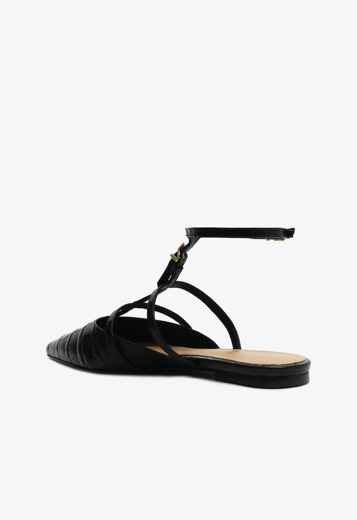 Hayden Ballet Crocodile-Embossed Leather Flat Tailored Utility