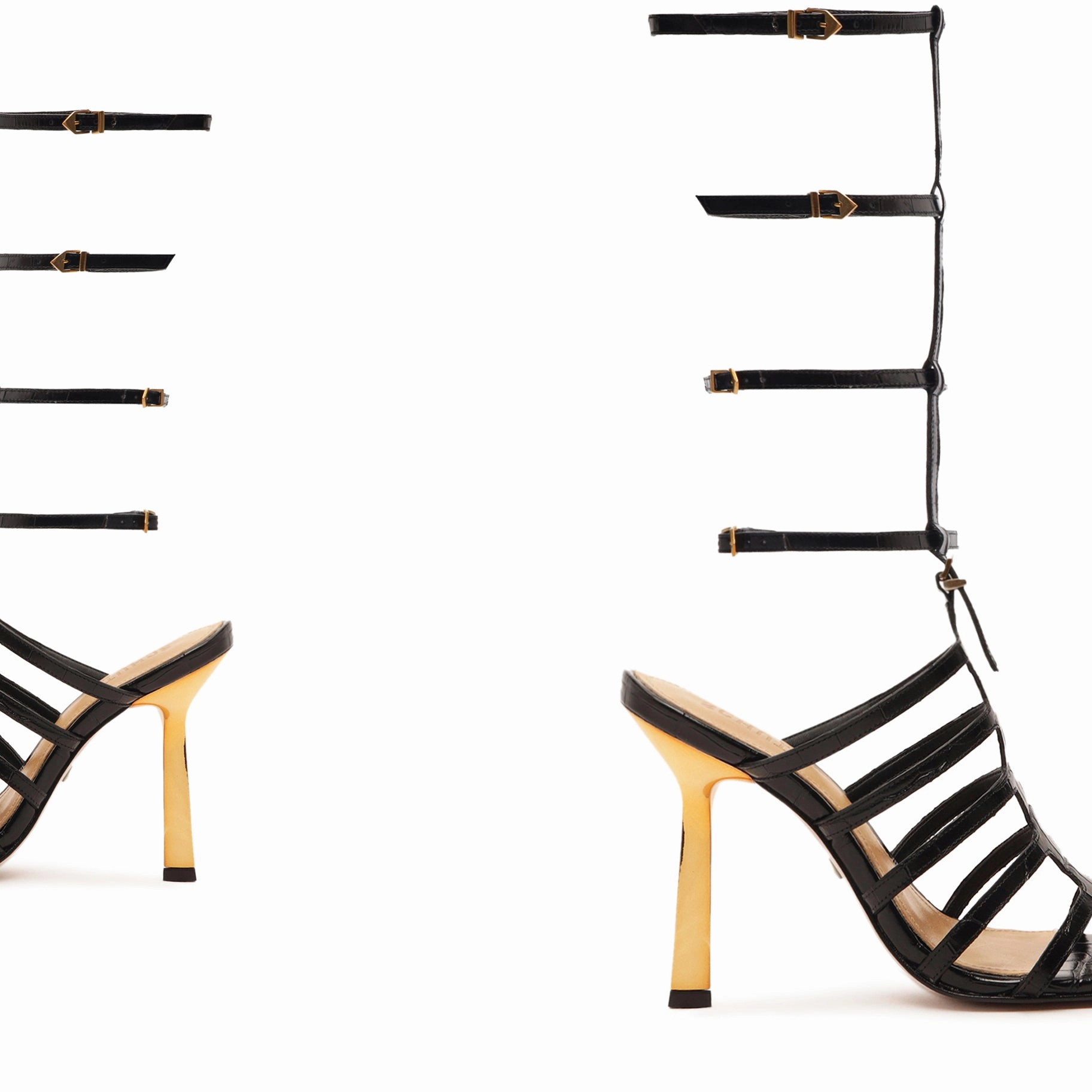 Your Daily Vibe Hayden Up Crocodile-Embossed Leather Sandal