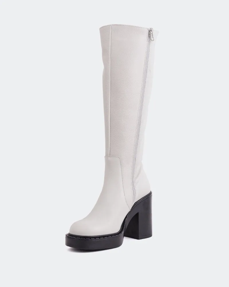 Hedon Off White Leather Low-Profile Style Minimalist Edge