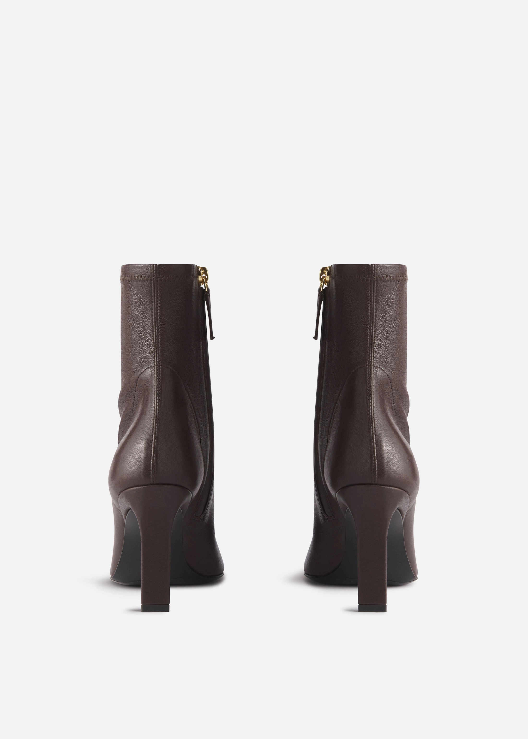 Clean City Core Motion-Driven Wear Heeled Leather Sock Bootie In Chocolate