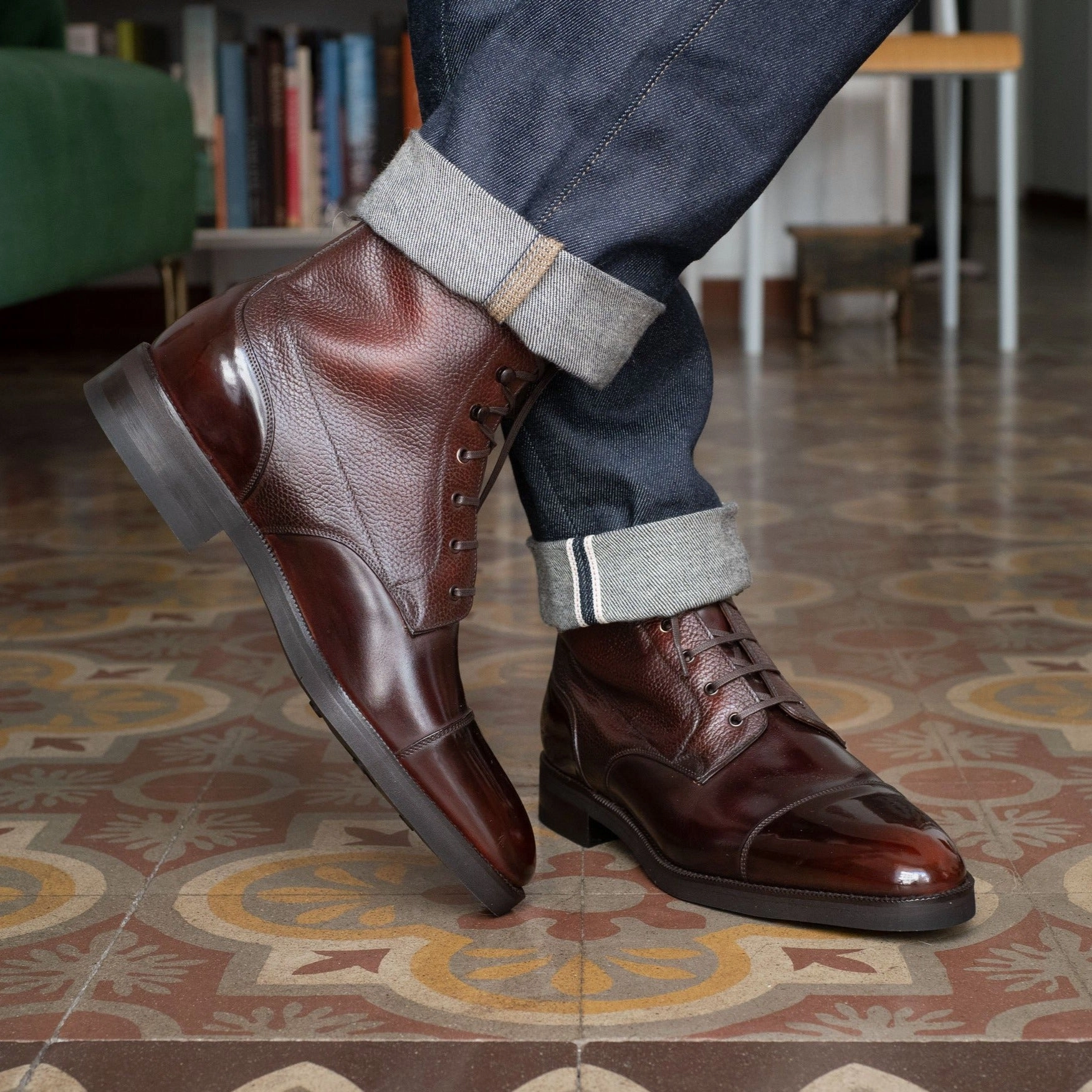 Hemingway Derby Boot - Dark Mahogany Mto Elevated Simplicity Fluid Profile
