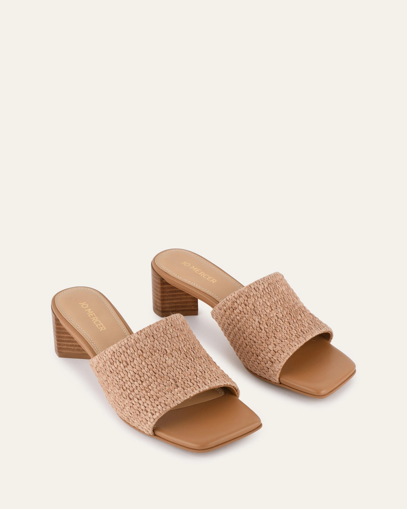 Distinctly Modern Herbie Mid Heel Sandals Tan Raffia