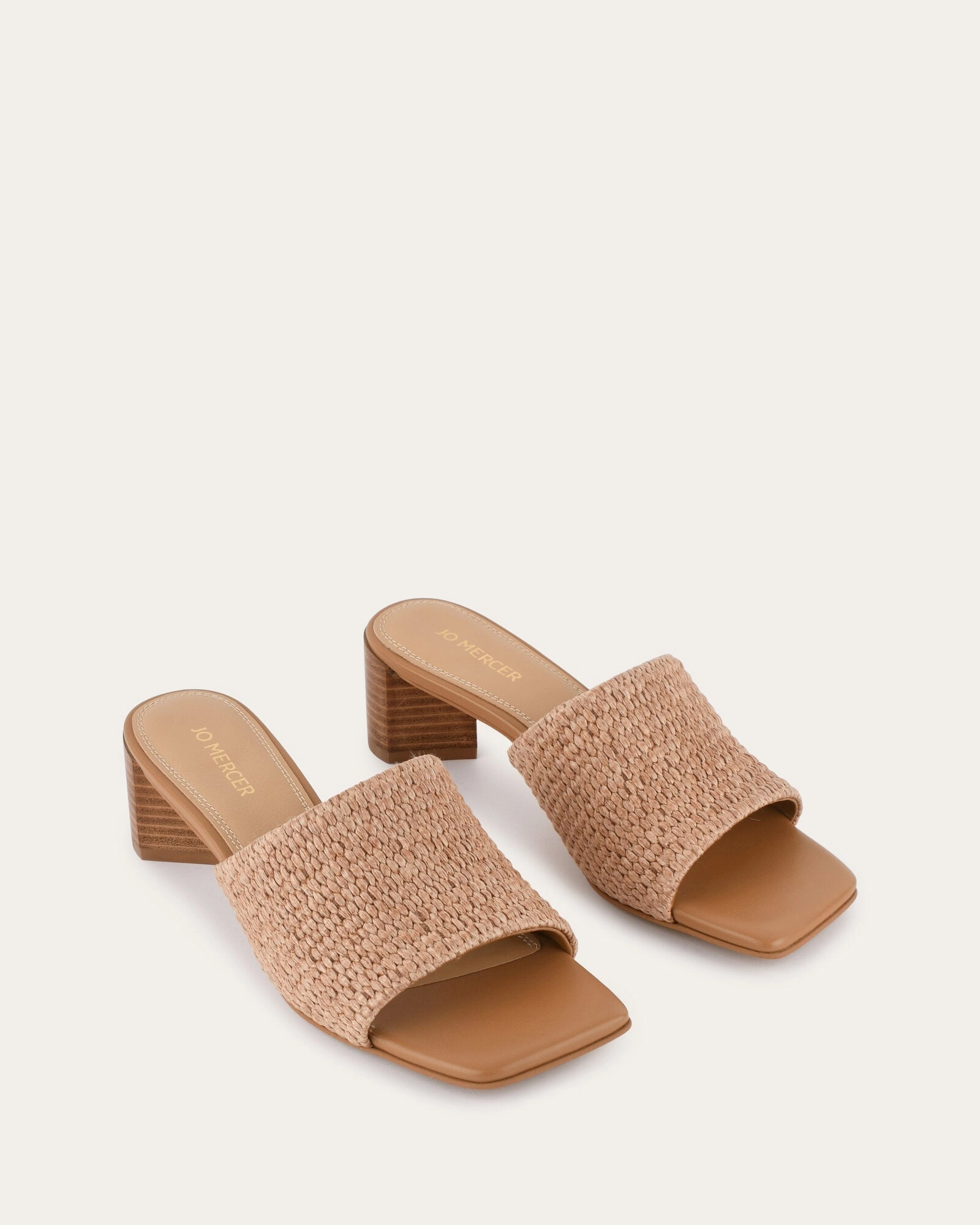 Herbie Mid Heel Sandals Tan Raffia Modular Uniform