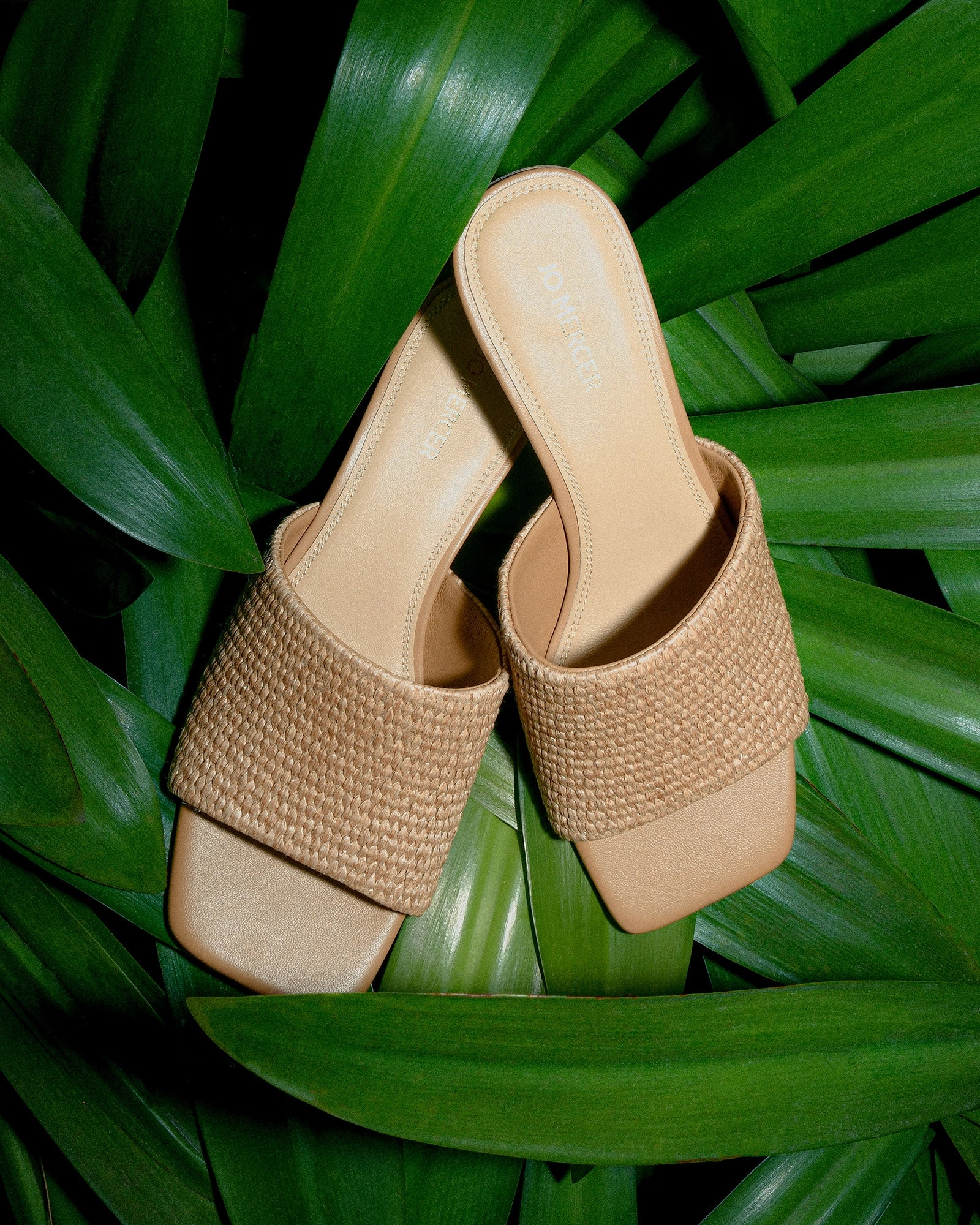 Cool In Motion Herbie Mid Heel Sandals Tan Raffia