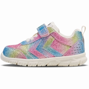 Hummel White/Multicolor Crosslite Glitter Infant Sneakers Streamlined Fit Modern Momentum
