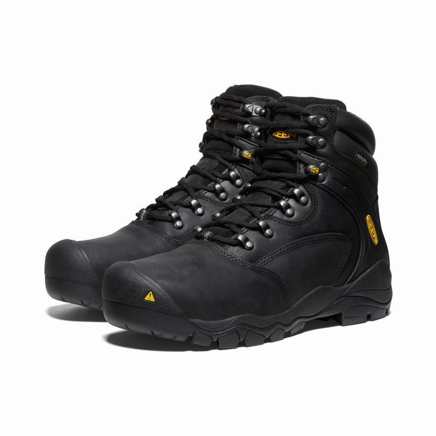 Men'S Louisville 6" Waterproof Boot (Steel Toe)  |  Black Modern Motion Pure Lines