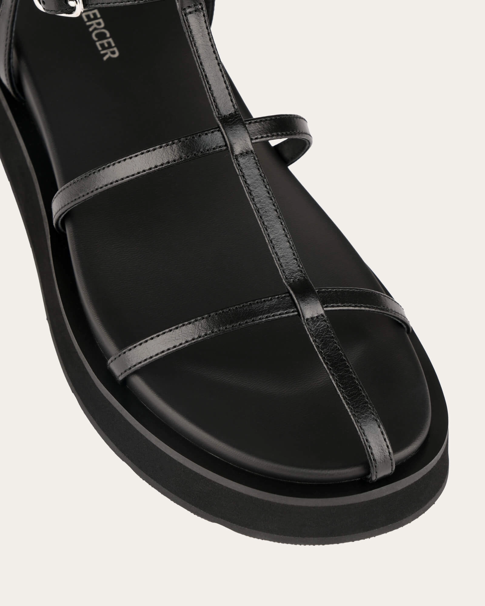 Modern Momentum Mina Flat Sandals Black Leather