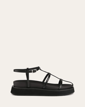 Mina Flat Sandals Black Leather Movement-Inspired Your Daily Vibe