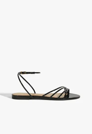 Inez Black Leather Flat Sandal Contemporary Vibes
