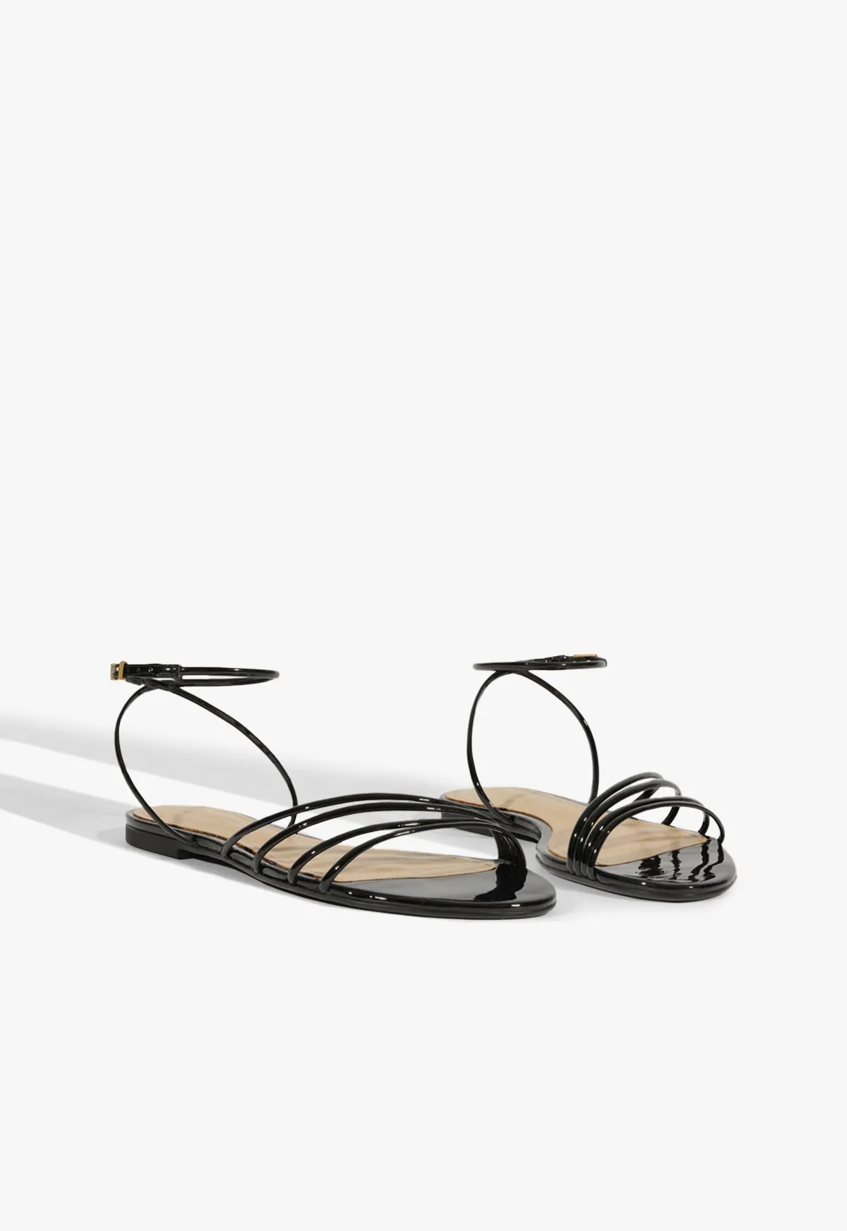 Structured Freedom Inez Black Leather Flat Sandal