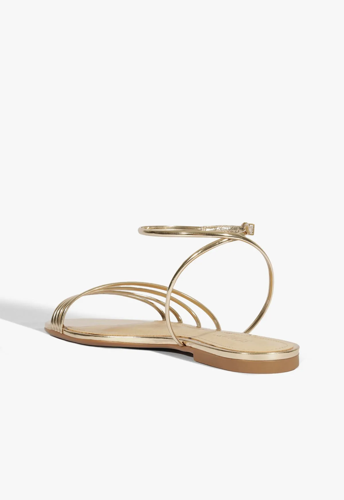 Inez Gold Leather Flat Sandal Essentials, Upgraded