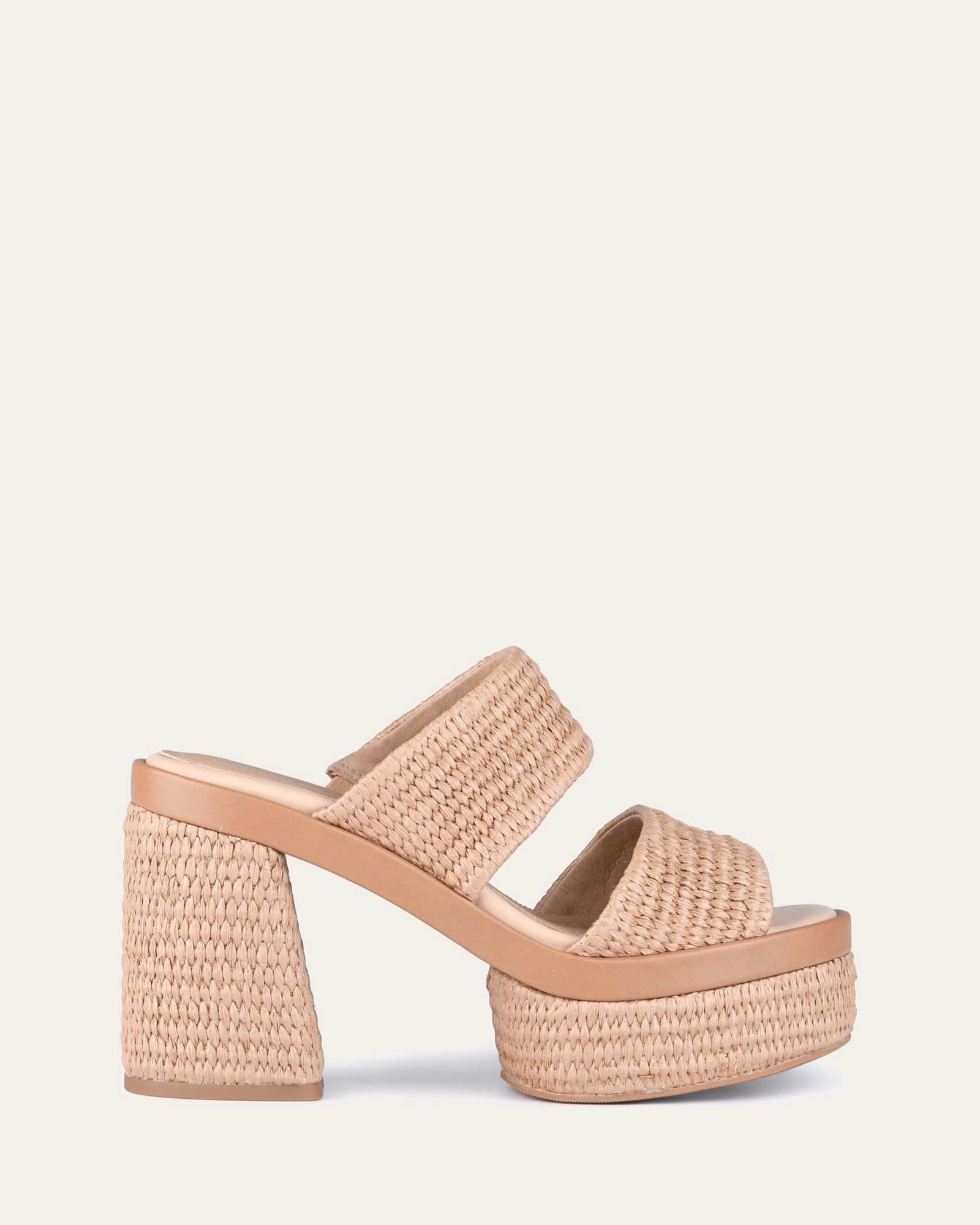 Felicity High Heel Platform Sandals Tan Raffia Explore With Ease Clean Dailywear