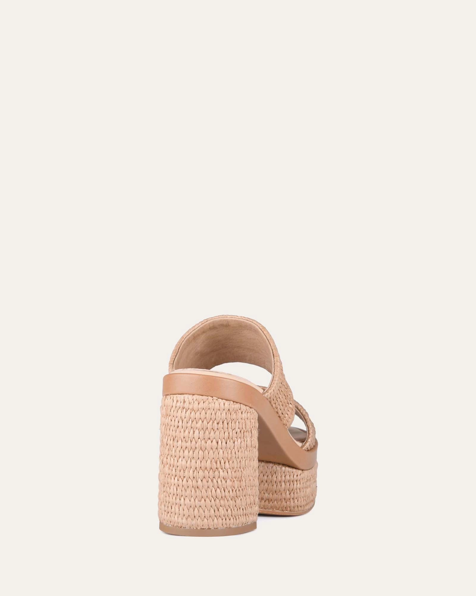 Felicity High Heel Platform Sandals Tan Raffia Future-Ready