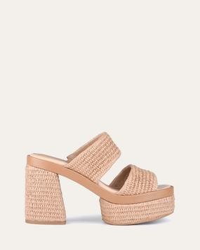 Felicity High Heel Platform Sandals Tan Raffia Explore With Ease Clean Dailywear