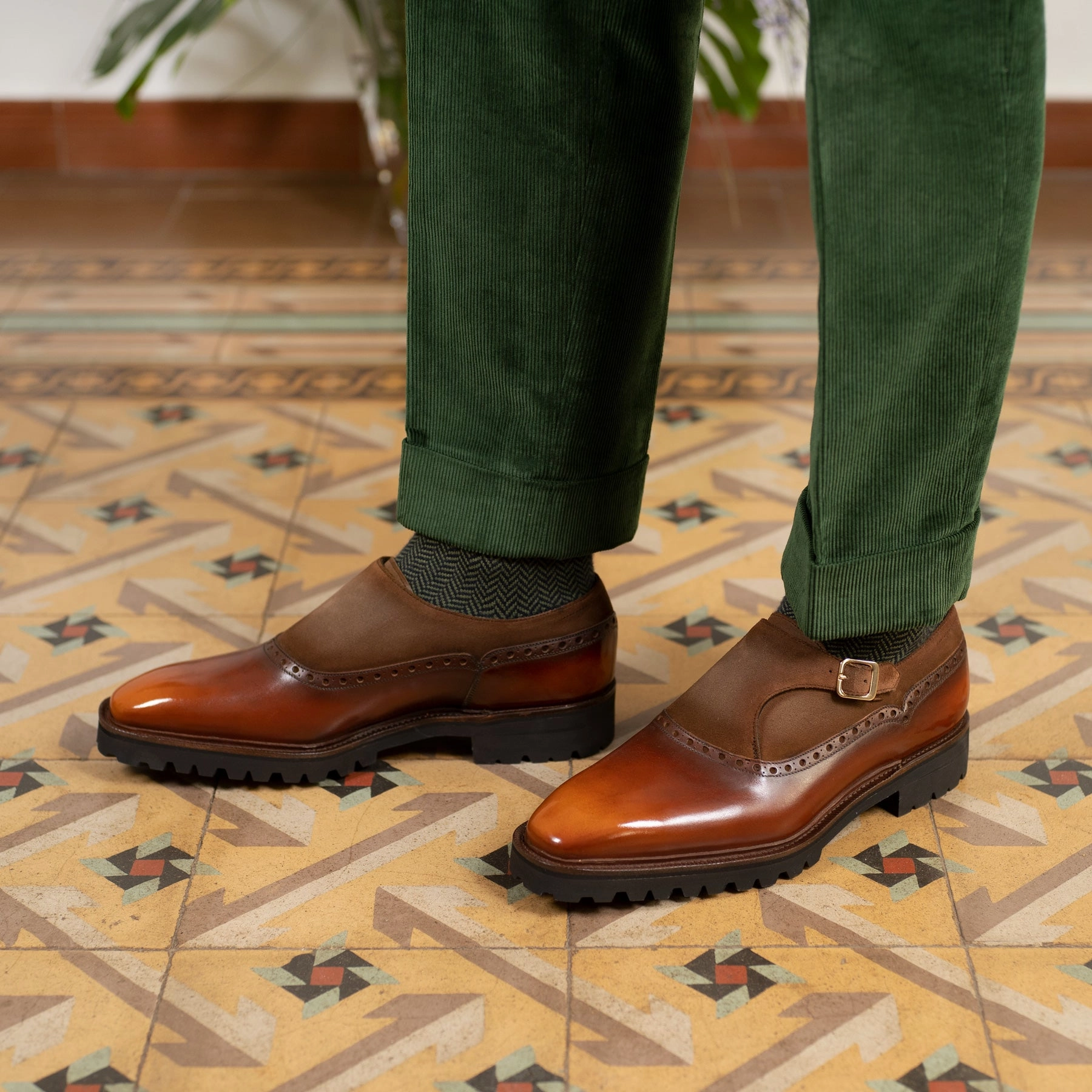Calm Layers Thelonius Balmoral Single Monk Mto - Brown & Cognac