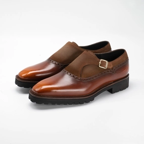Shift-Mode Thelonius Balmoral Single Monk Mto - Brown & Cognac