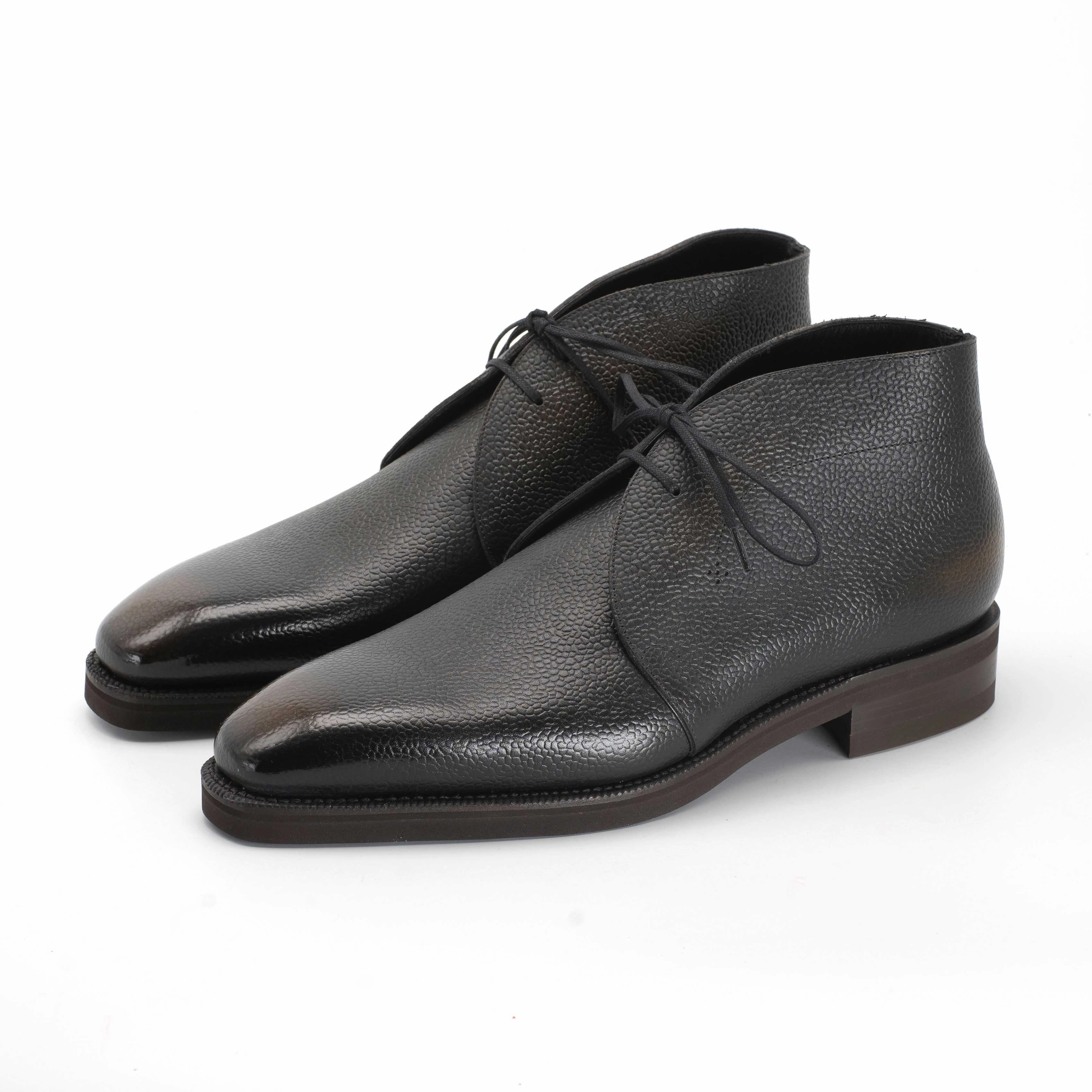 Comfort-Focused Robert Chukka Boot - Ebony Handmade Patina