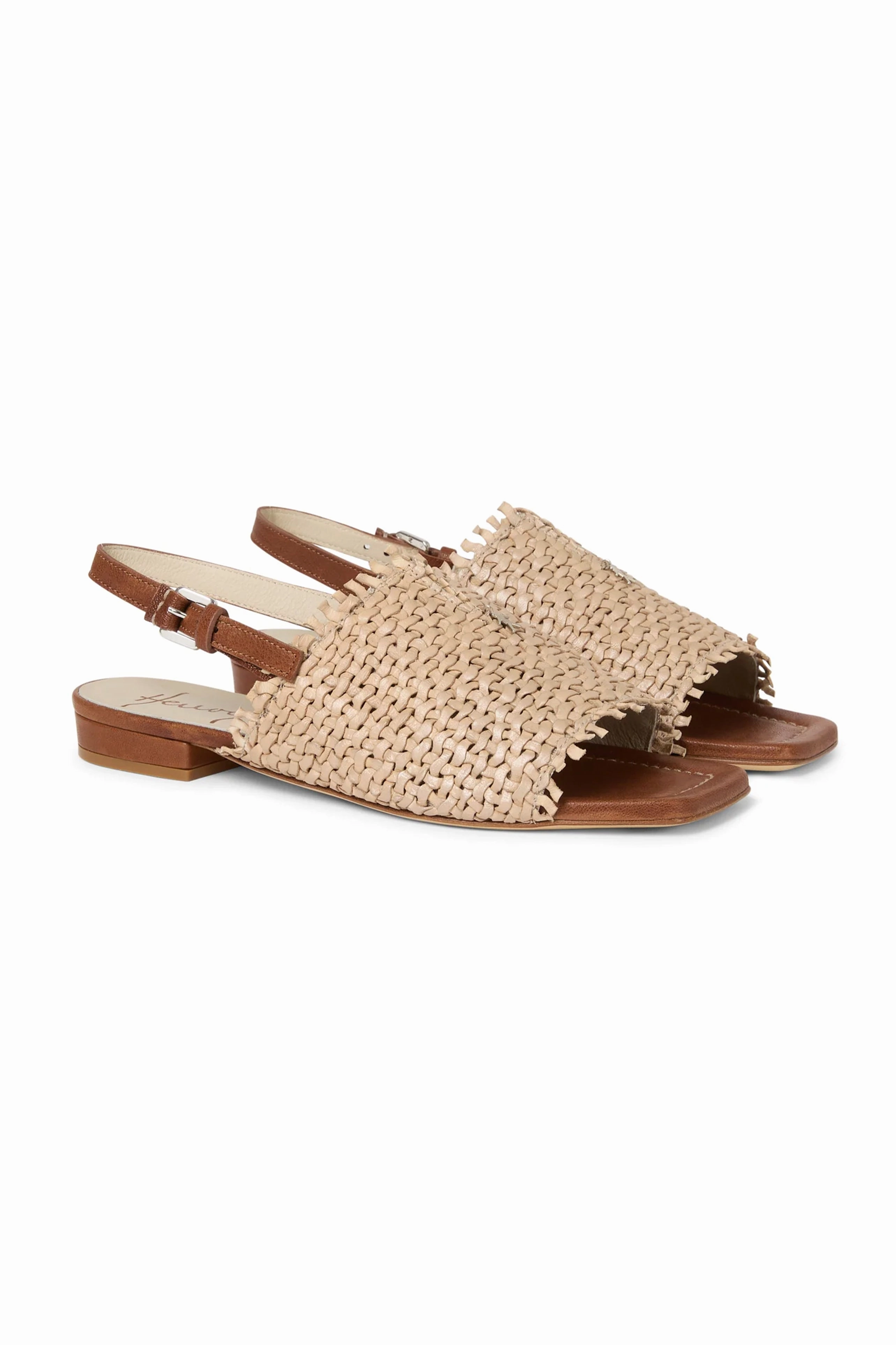 Intreccio Woven Leather Sandal In Madreperla Beige Urban Clarity Wear