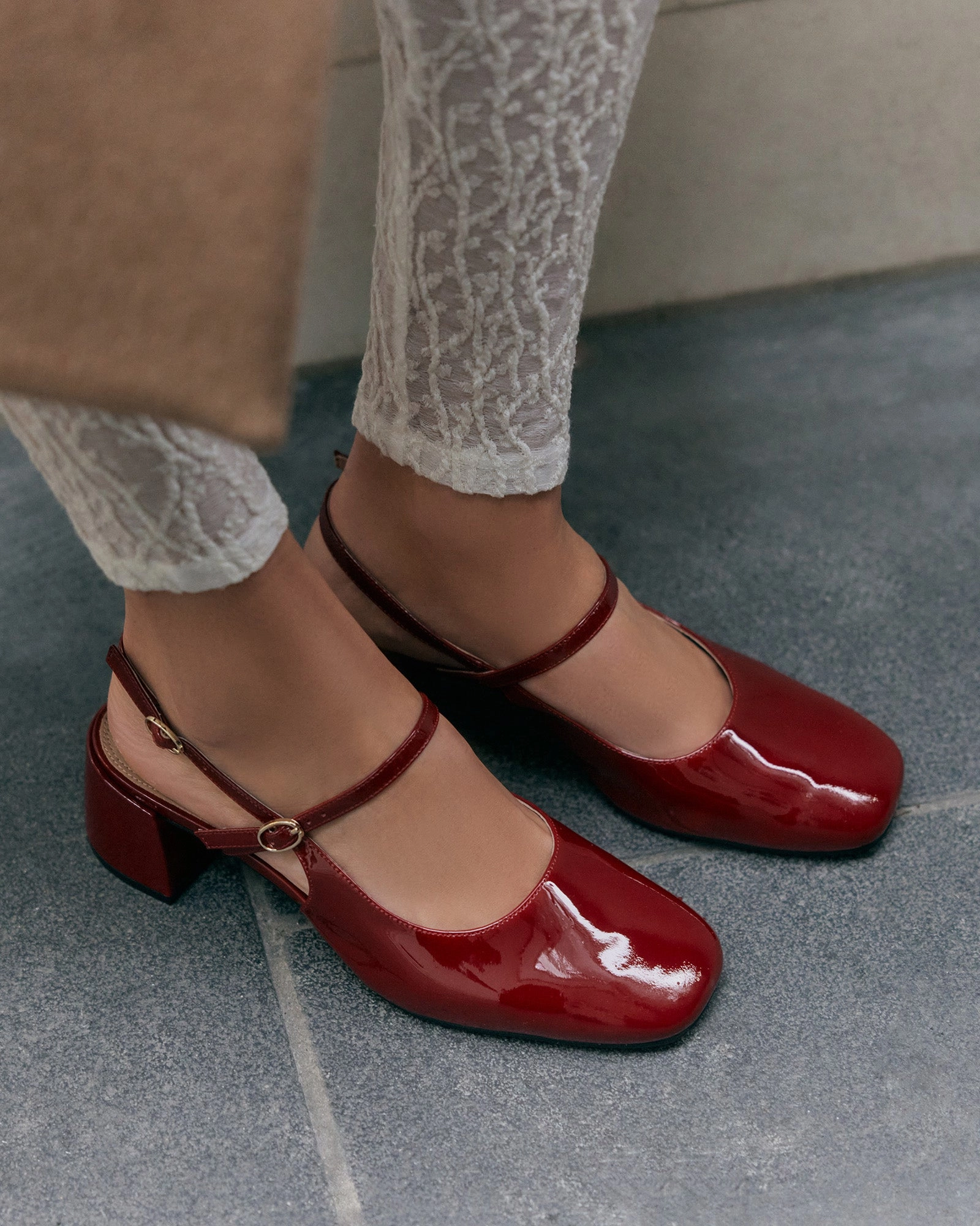 Jenna Low Heels Ruby Red Patent Timeless Motionwear