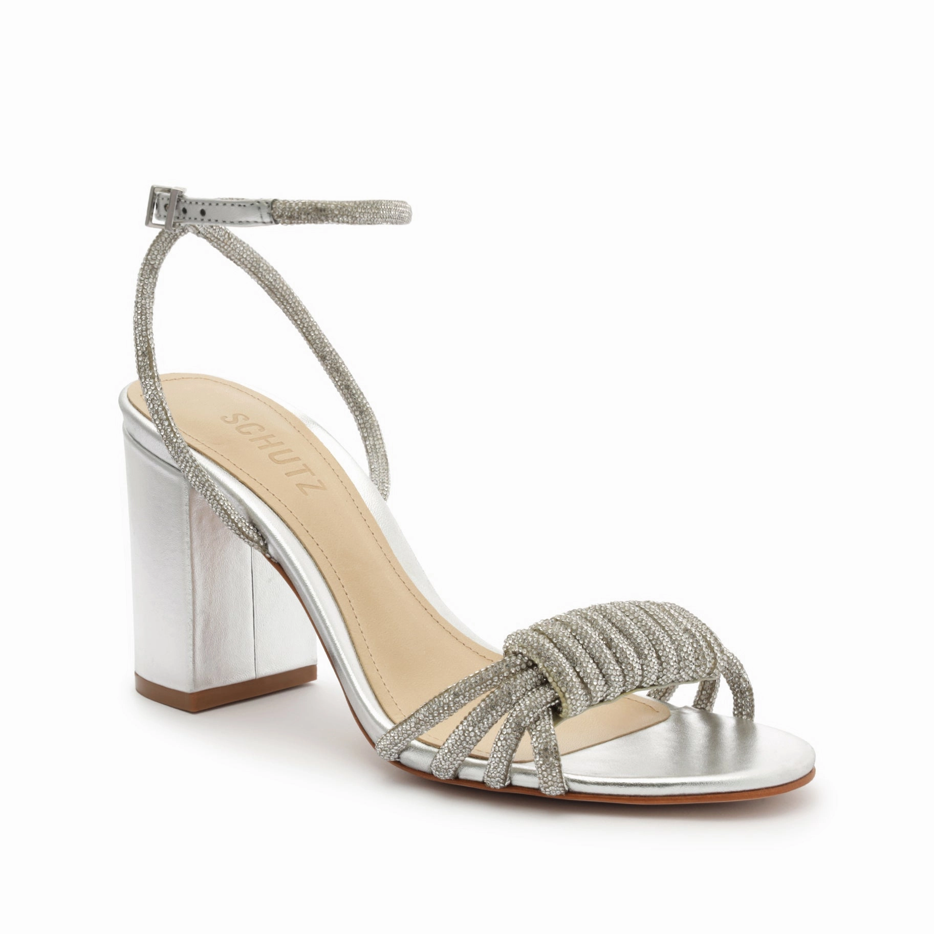 Jewell Block Metallic Nappa Leather Sandal Crafted Minimal Core Movement