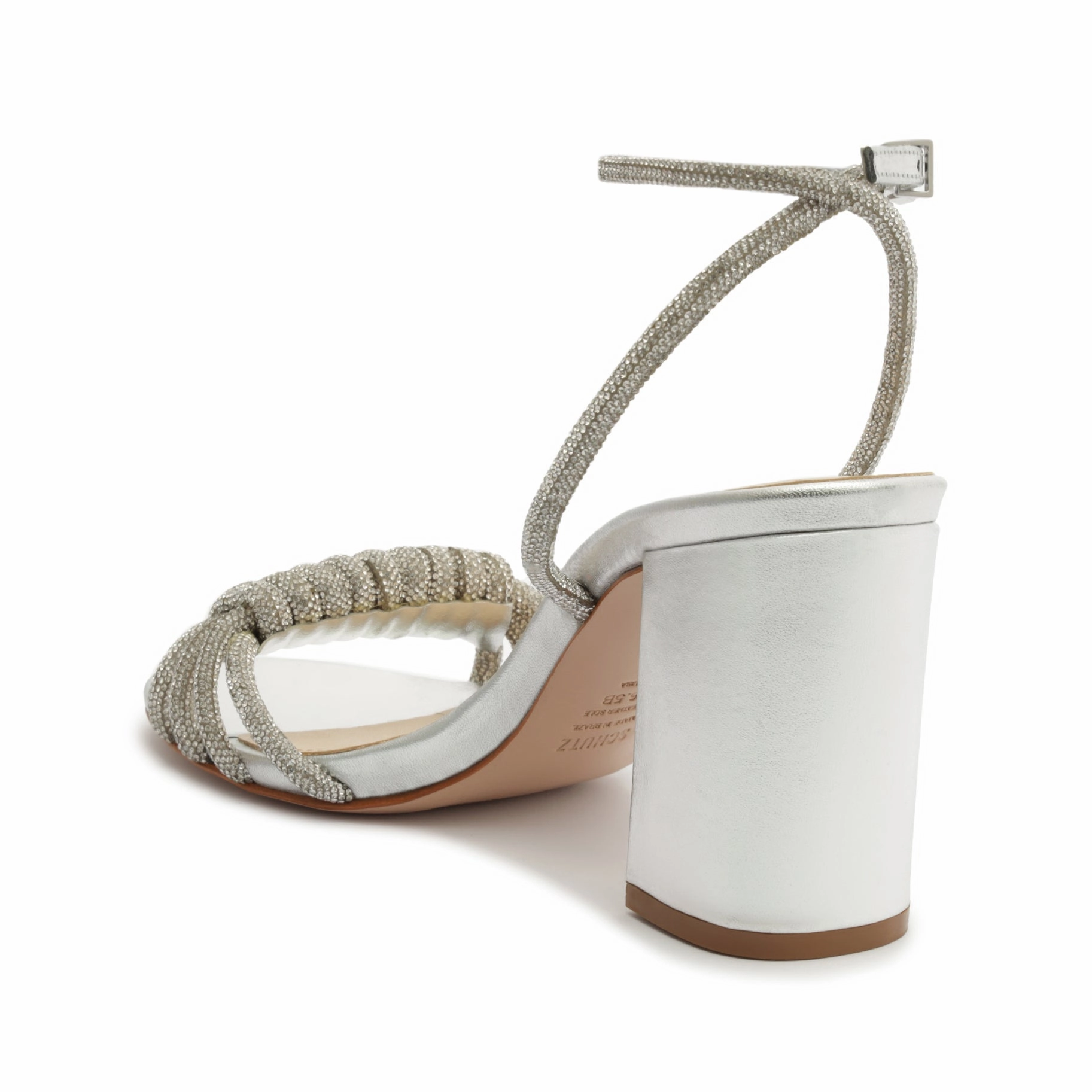 Jewell Block Metallic Nappa Leather Sandal Mindful Wear Form-Centered