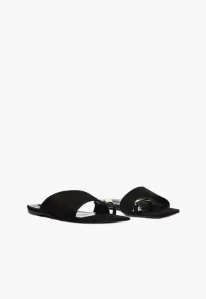 Modular Motionwear Progressive Living Jodie Black Leather Flat Sandal