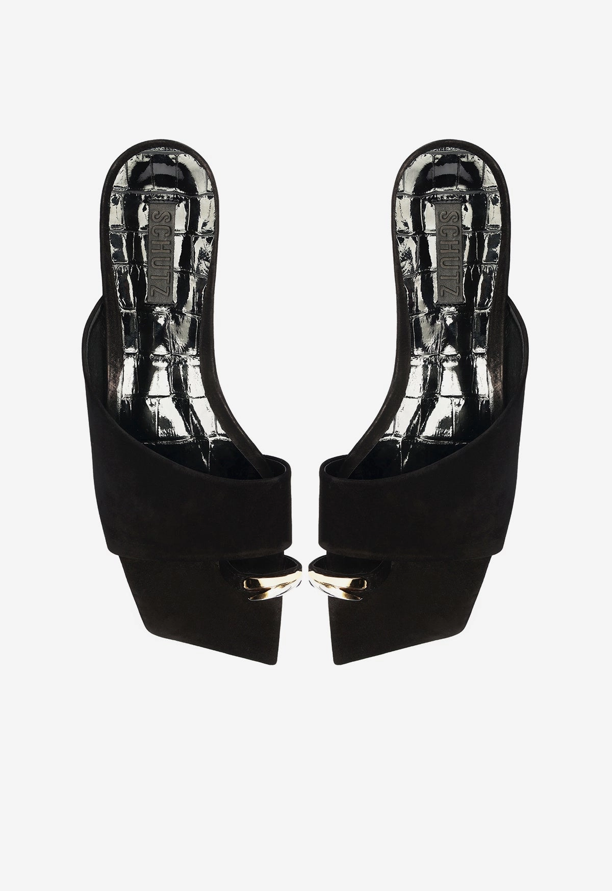 Jodie Black Leather Flat Sandal Pure Lines