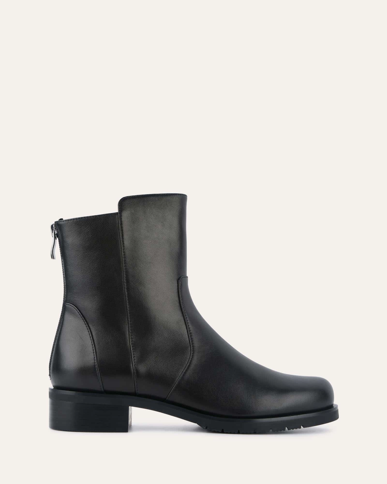 Johnston Flat Ankle Boots Black Leather Elevated Simplicity