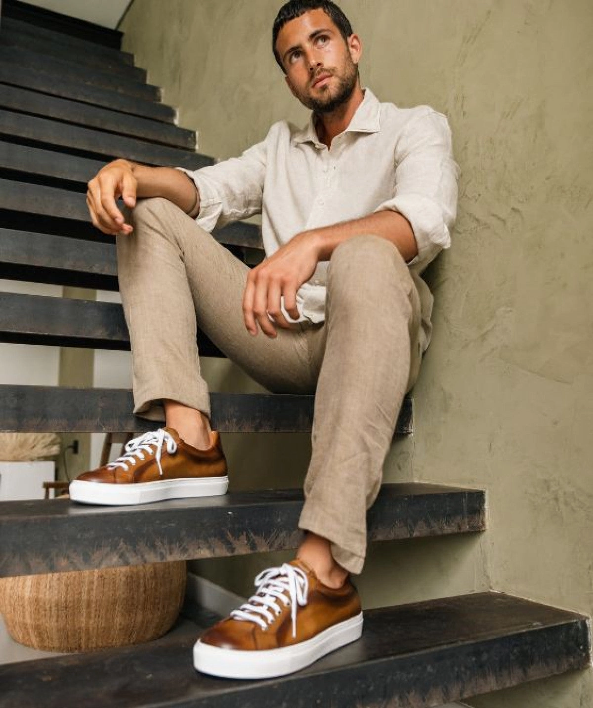 Redefining Casual Julian Patinated Brown Sneakers