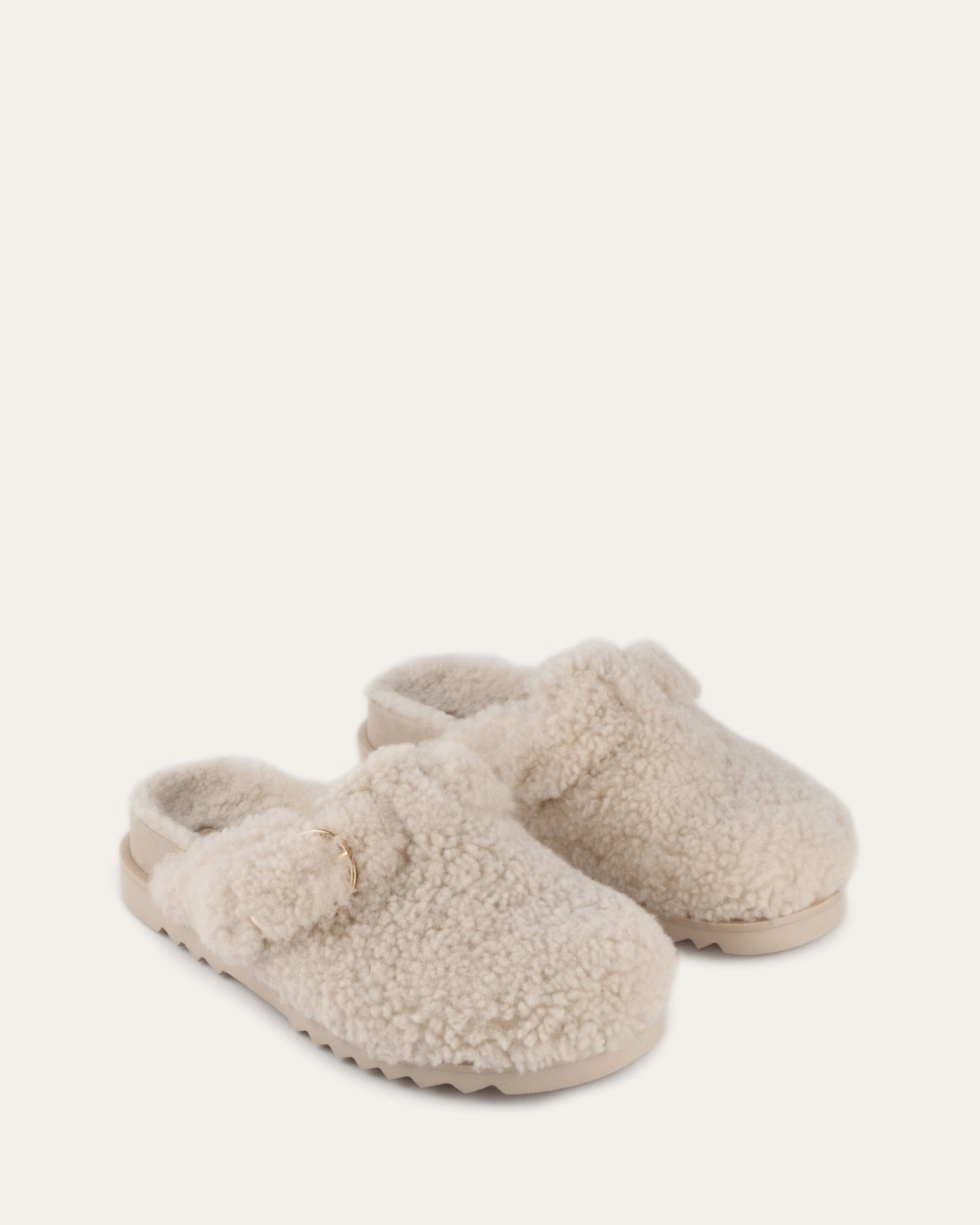 Junie Casual Flats Cream Shearling Style Without Noise