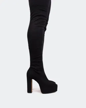 Kalaf Black Suede Stretch Smart And Simple Edge In Motion